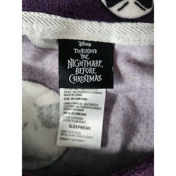 Nwot Disney Nightmare Before Christmas Purple Velour 3 Piece Set Pajamas Size 2X - Picture 3 of 3